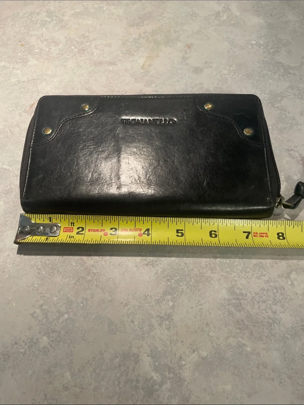Tignanello Black Leather Zip-Around Wallet